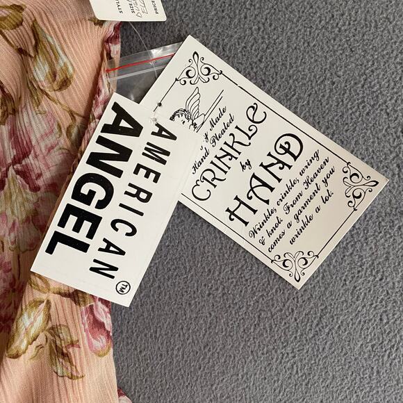 Vtg 90s NOS American Angel Romantic Boho Rose Floral Crinkle Rayon Maxi Dress M - Picture 15 of 16